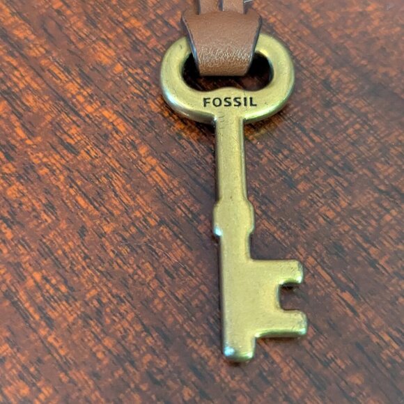 Fossil Brass Key Charm Bag Replacement Genuine Leather Strap Fob Décor Handbag - Picture 4 of 6